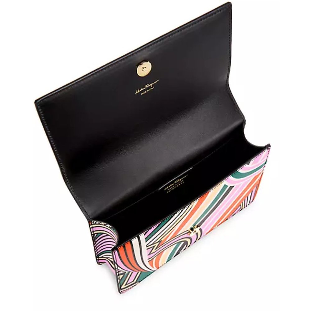 FERRAGAMO Striped Leather Top Handle Crossbody Bag Multi - Picture 2 of 14